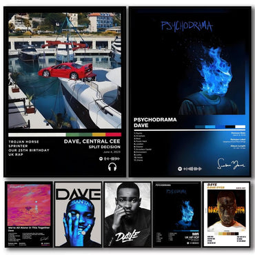 Rap D_Dave Album Painting Calligraphy Linen Canvas Poster Wall Prints for Living Room Bedroom Office Home Decoration