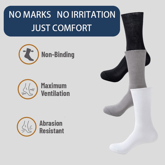 6Pairs Comfortable and Supportive Diabetic Socks for Men Moisture wicking Fabric Non-binding Top business socks