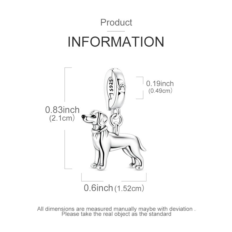 925 Sterling Silver Dog Charms French Bulldog Poodle German Shepherd Beagle Dachshund Pendants Fit Bracelets DIYJewelry Gift