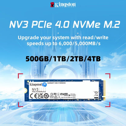 SSD Kingston NV3 500 GB 1 TB 2 TB NVMe PCIe Gen 4.0x4 Unidade de Estado Sólido M.2 2280 SSD Interno Para Desktop Notebook - Até 6000 MB/s