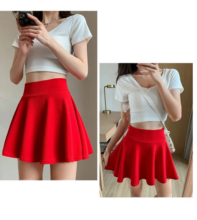 Bubble Short Skirt Women Half Skirt Anti Exposure High Waist Sun Underwear Hundred Pleats