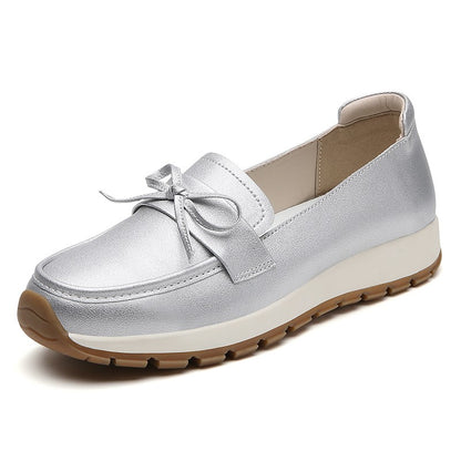 Genuine Leather Women Flats Fashion Casual Women Shoe Moccasins Shoes Woman Slip on Flat Shoes Black Ladies Shoes Plus Size