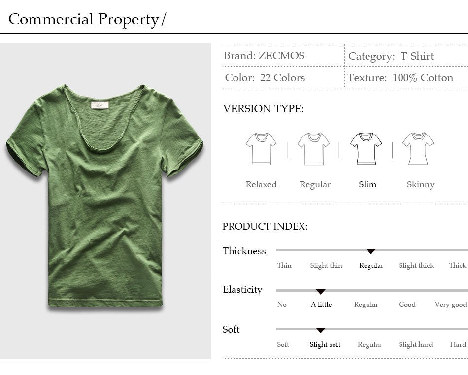 Zecmos Brand Men T-Shirt Plain Hip Hop Fashion Casual V Neck T Shirt Best Seller for Men Short Sleeve Man Top Tees
