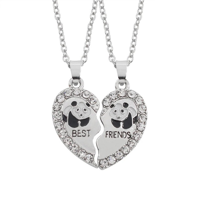 Colar de 2pçs/conjunto Colar com Pingente de Coração Quebrado Colar Masculino e Feminino Melhores Amigas BFF Amizade Aniversário Presente Joias