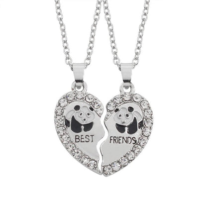 Colar de 2pçs/conjunto Colar com Pingente de Coração Quebrado Colar Masculino e Feminino Melhores Amigas BFF Amizade Aniversário Presente Joias