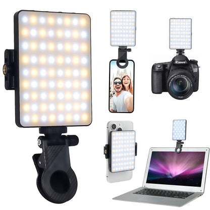 Luz de Selfie com Clipe no Celular para iPhone iPad Laptop Câmera LED Telefone Luz de Preenchimento com Clipe para Vídeo Tiktok Maquiagem
