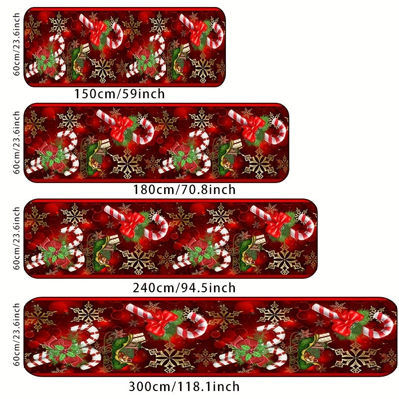 VIKAMA Christmas Carpet Festive Red Kitchen Rug Doormat Welcome Mat Runner Rug Winter Rug For Bedroom Warm Carpet For Live Room
