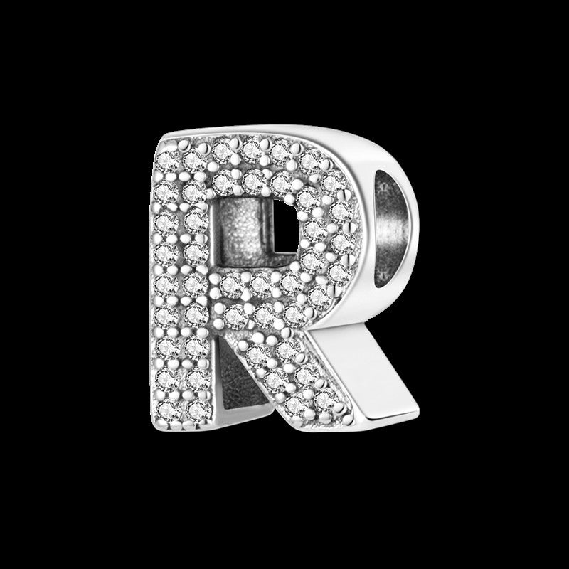 Fit Original Bangle Bracelet DIY A-Z Alphabet Charms Bead 925 Sterling Silver CZ Zircon LOVE Letter Dangle Pendant Jewelry Gift