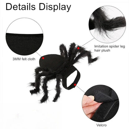 Fantasia de Aranha para Pet Design de Pelúcia Realista Cão Gato Festa Roupa Confortável Segura Fácil de Vestir e Tirar Diversão Celebração Acessórios para Pet