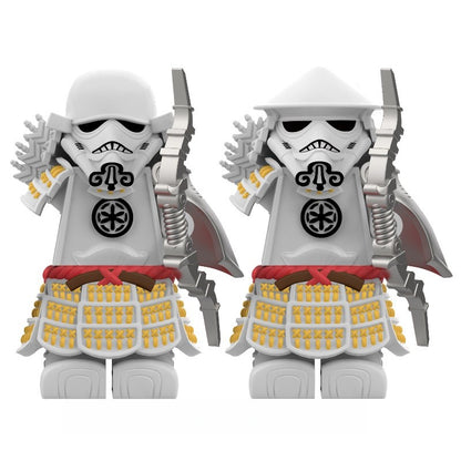 Armadura de Storm Samurai Trooper Soldado Branco Articulado DY325 com Armas (Pistola e Katana) - DY Minifigs