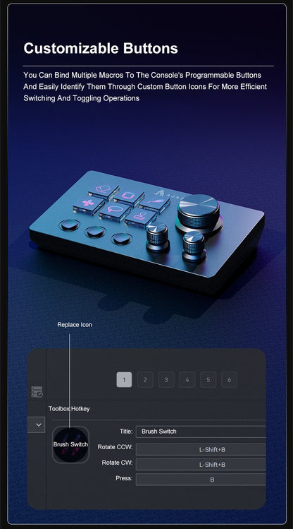 Ajazz AKP03E Desktop Helper Desk Console Panel Controller Teclado Mini com Botões Programáveis para Diversos Cenários