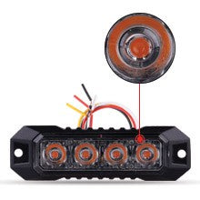 1PCS 4LED Strobe Warning Grille Flashing Lights Emergency Universal Trailer Truck Police Strobos Car Security Signal Lamp 12-24V