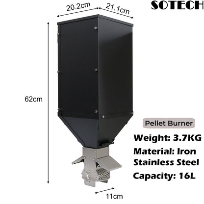 Pellet Burner 16L Storage Capacity Stainless Steel Firewood Stove Outdoor Camping Tent Heating Picnic Cooking