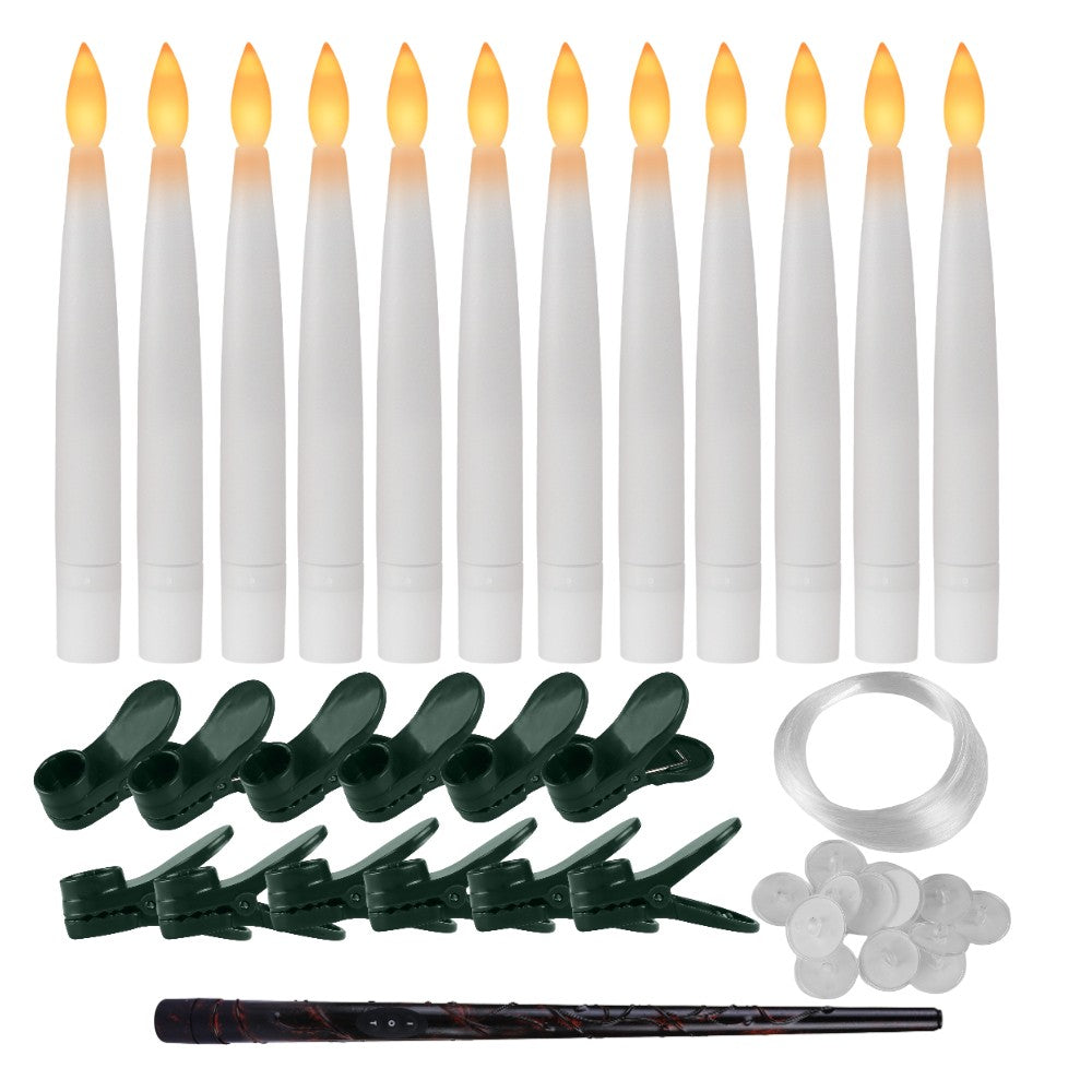 Flameless LED Taper Candles Christmas Tree Electric Candle Lights Mini Taper Clip-On Candles with Remote Timer for Wedding Decor