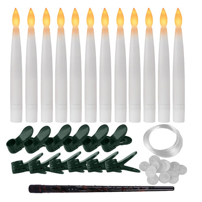 Flameless LED Taper Candles Christmas Tree Electric Candle Lights Mini Taper Clip-On Candles with Remote Timer for Wedding Decor