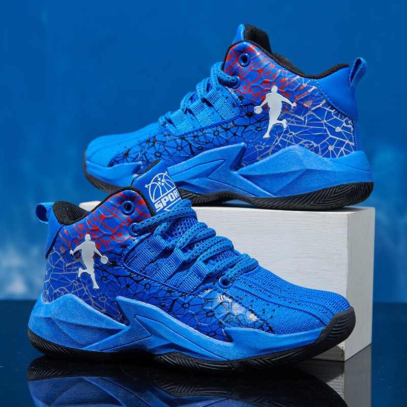 Children‘s Basketball Shoes Non-slip Breathable Basketball Training Sneakers Lace-up Boys Girls Basketball Boots Athletic Shoes