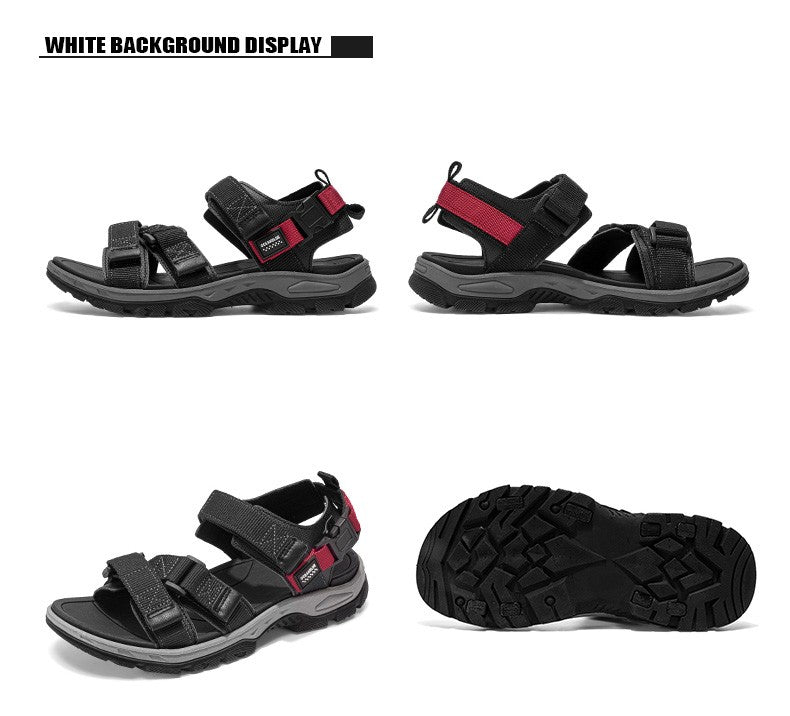 Flat Sandals Summer Mens Breathable Holidays Beach Shoes Open-Toe Outdoor Casual Travel Hiking Sandials