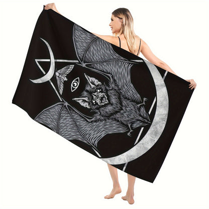 Extra Large Quick-Dry Bat Beach Towel - Sandproof & Stylish, Ideal for Travel, Yoga, Pool,