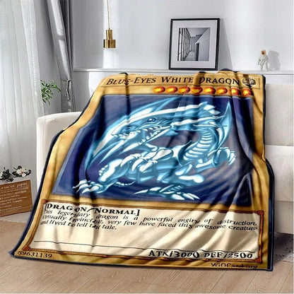 Cobertor de Jogar Yu Gi Oh Anime Dragão Branco de Olhos Azuis Desenho Animado Macio de Pelúcia Mantas de Quarto Escritório Colcha Decoração de Casa