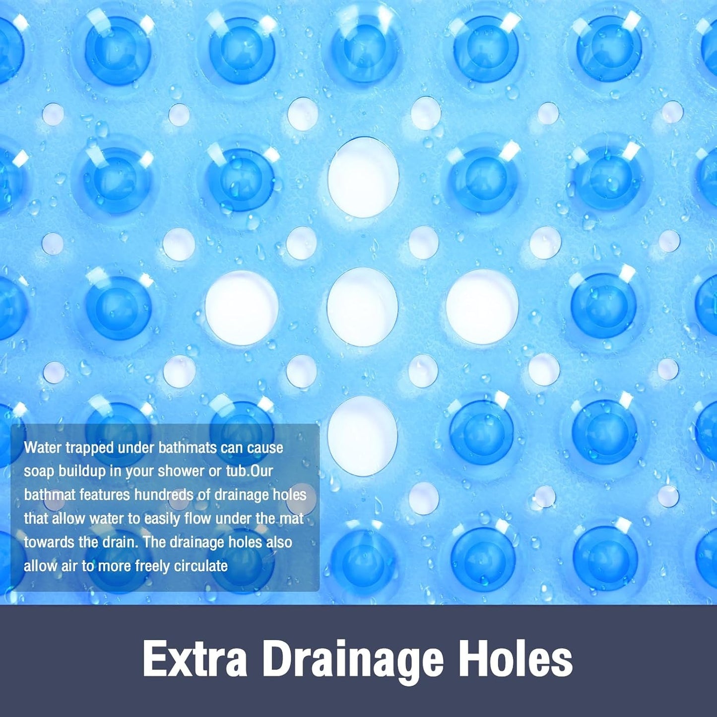 1pc 21x21inch Square Non-Slip Shower Mat – Anti-Slip Shower Mats– Secure Grip for Shower Stall Floors - Bathroom Mat Clear