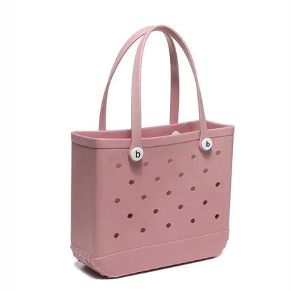 Fashion Large Beach Bags EVA Rubber Waterproof Storage Baskets Travel Shopping Handbag Women Shoulder Solid Color Jelly Bag