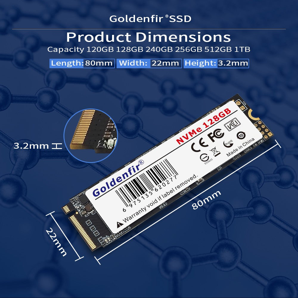 Goldenfir M.2 NVMe PCIe3.0×4 SSD 240GB 512GB 1TB Internal Solid State Drive 2280 For Laptop Desktop