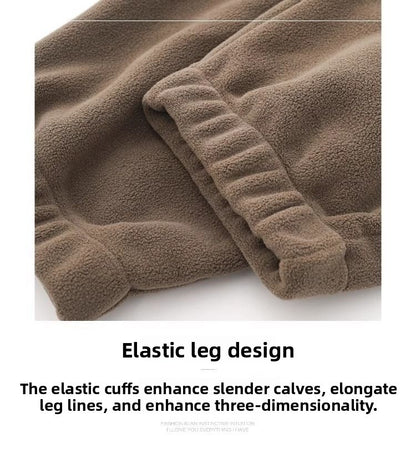Calça Masculina Moletom Jogger Dupla Face, Mais Grossa, Folgada, Quente, Inverno, Estilo Jovem Casual, Cintura Elástica e Cor