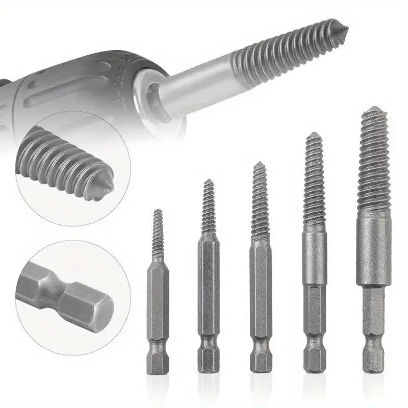Conjunto de Extratores de Parafuso com Haste Hexagonal de 10 peças, Extrator de Parafuso Quebrado, Chave de Fenda para Remover Parafusos Quebrados, Conjunto de Ferramentas para Furadeira Elétrica