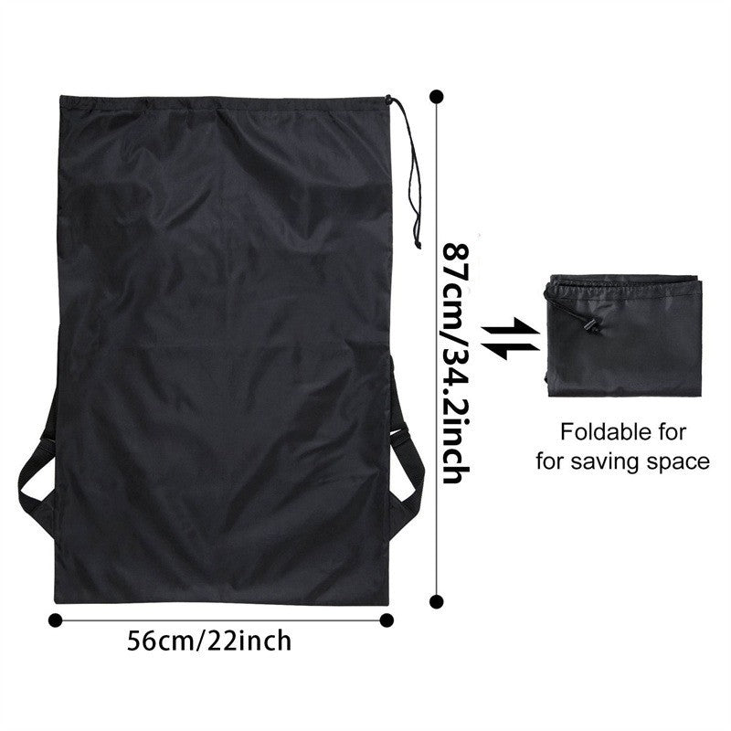 Waterproof Heavy Duty Backpack Black One Size Polyester Laundry Bag Camping Travel Sport Large Clothing Storage Bag Ditty Bags