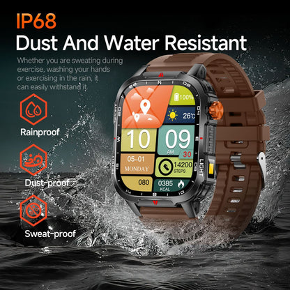 Novo Smartwatch Global 2.01 Polegadas Bateria Grande de 1100mAh Luz LED Bússola Masculino Relógio Esportivo Outdoor Assistente de Voz Chamada Sem Fio