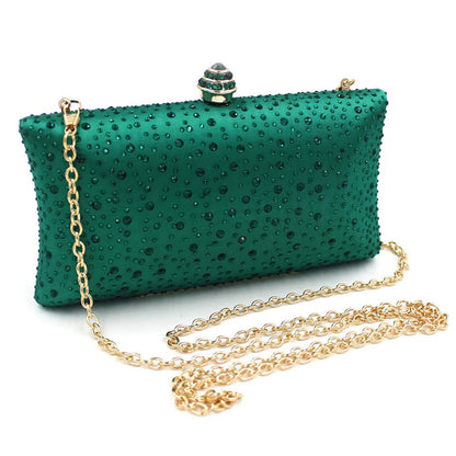 Fashion Luxury Rhinestone Clutch Handbag For Women Wedding Shoulder Party Crossbody Chain Bag Ladies Evening Dinner Purses Green
