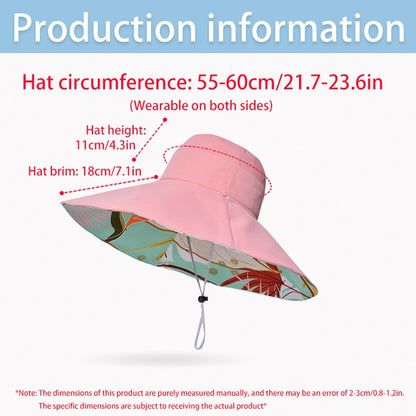 Xinbaoguan 100%poliéster8240Chapéu de pescador de aba dupla alargada NOVO transfronteiriço feminino Chapéu de sol de verão Chapéu de sol fashion