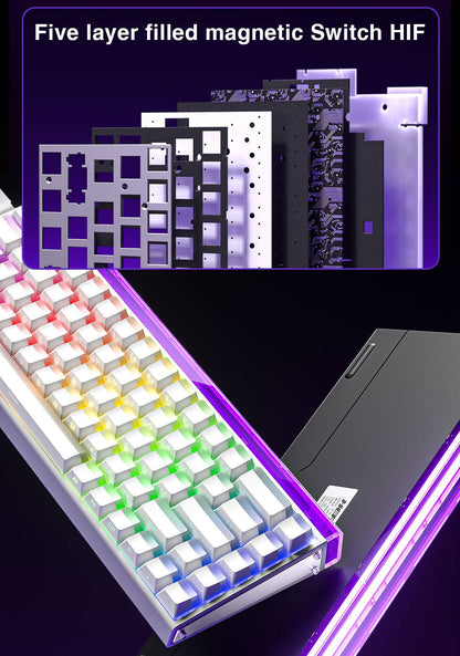 Teclado AULA HERO 68HE com Switch Magnético, Rapid Trigger, 8K de Retorno, Teclado Gamer de Esports, RGB com Fio