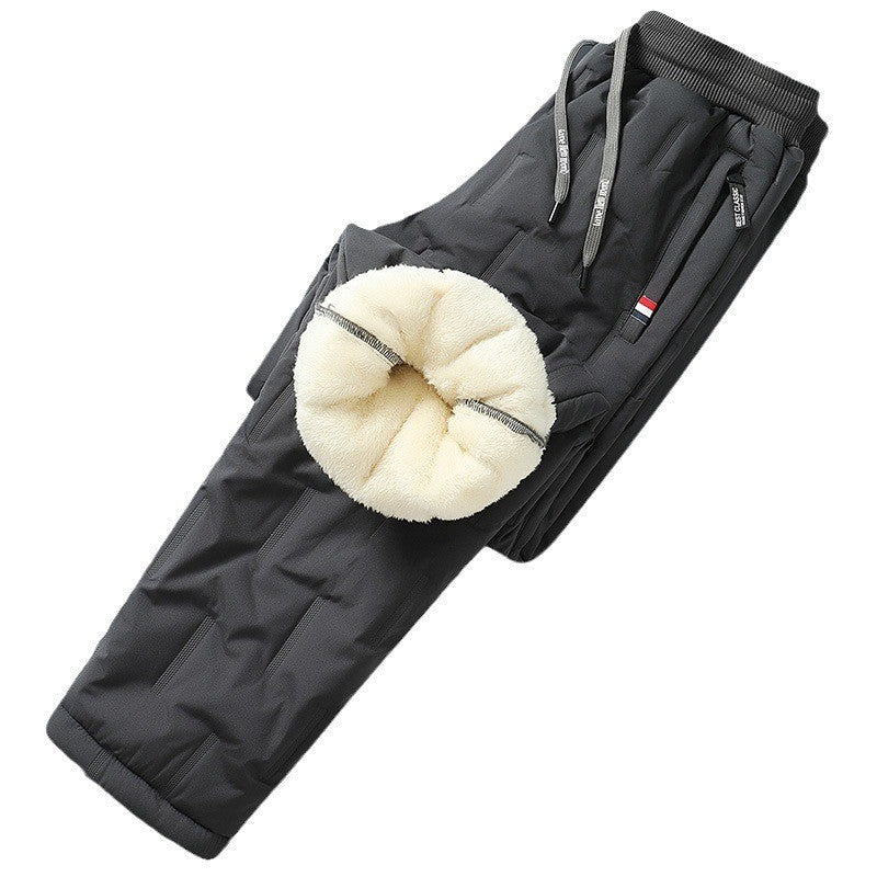 Men's Cargo Trousers Man Pants Plus Sweatpants Large Size Winter Warm Fleece Outer Y2k Alo Black Wear Thickened Baggy