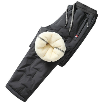 Men's Cargo Trousers Man Pants Plus Sweatpants Large Size Winter Warm Fleece Outer Y2k Alo Black Wear Thickened Baggy