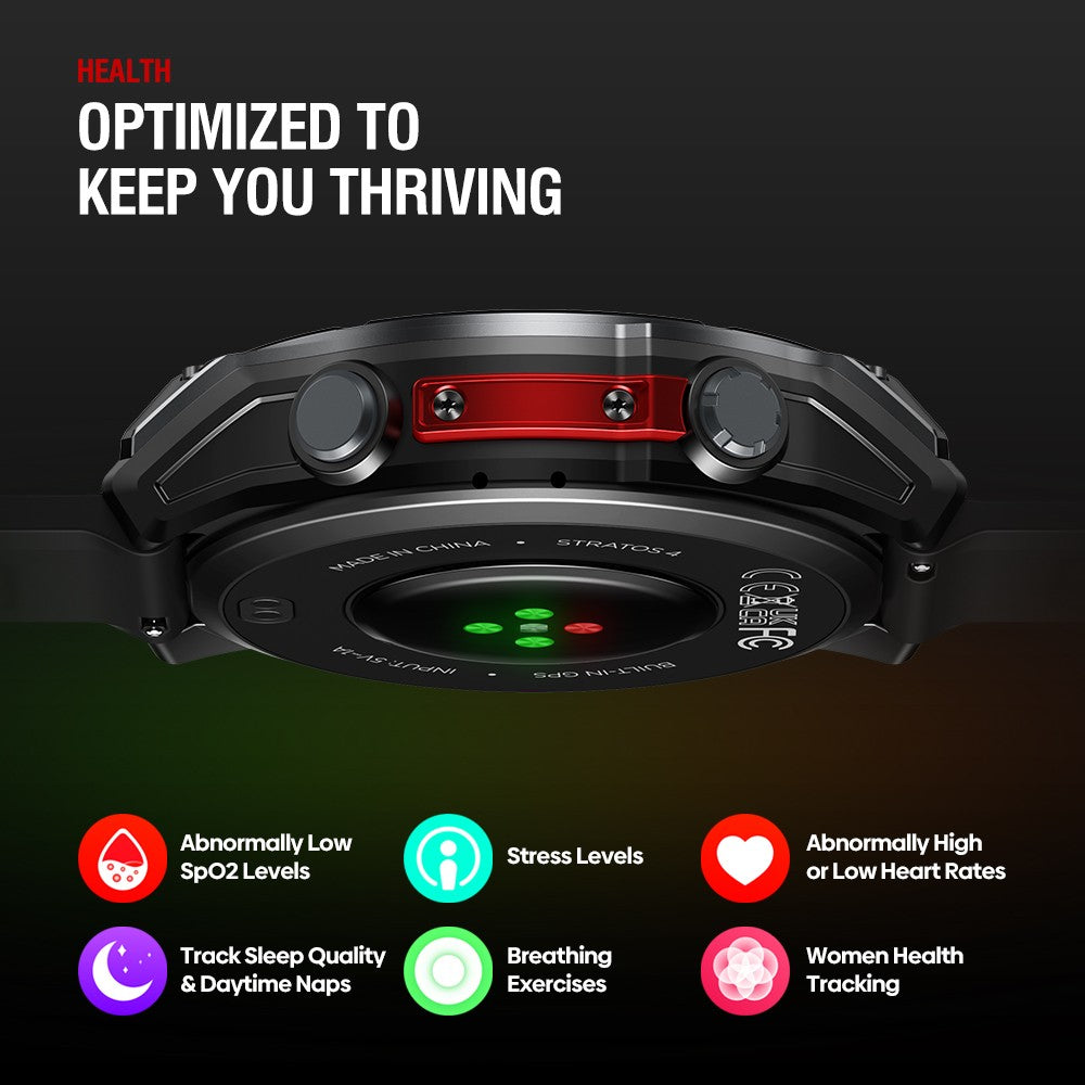 NOVO Smartwatch Zeblaze Stratos 4 GPS Tela AMOLED de 1.43 polegadas Bússola Integrada Altímetro Barométrico Lanterna Chamada de Voz