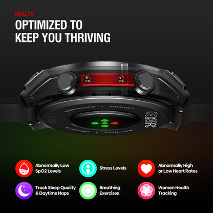 NOVO Smartwatch Zeblaze Stratos 4 GPS Tela AMOLED de 1.43 polegadas Bússola Integrada Altímetro Barométrico Lanterna Chamada de Voz