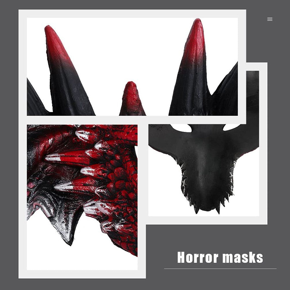 Black and Red Dragon Mask Halloween Cosplay Half Face Mask Masquerade Carnival Demon Adult Horror Carnival Party Props