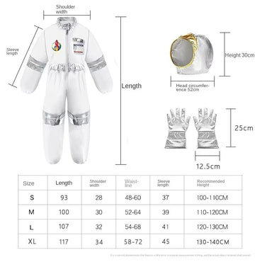 Kids Astronaut Cosplay Costume Nasa Boys Girls Spaceman Pilot Child Halloween Dress Up One-piece Jumpsuit Outfit Party Bodysuit