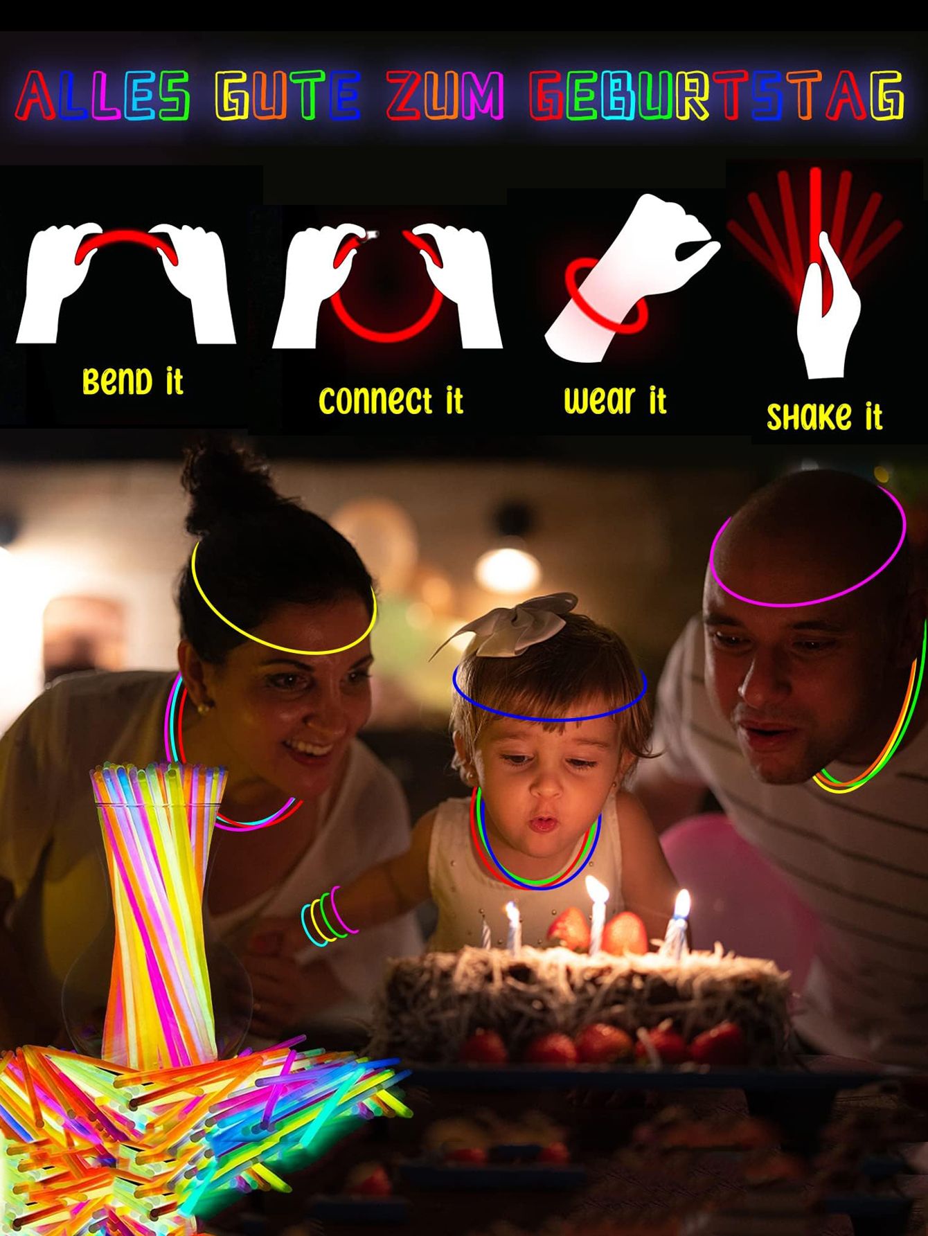 Luminous Colorful Glow Sticks Fluorescence Glowing in The Dark DIY Bracelet Necklace Glowstick Birthday Wedding Party Supplies
