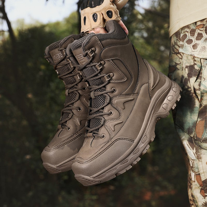 Botas masculinas de caminhada, combate ao ar livre, táticas casuais, versáteis e da moda
