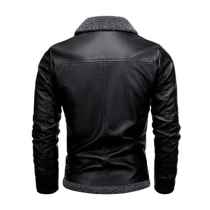 New Men's Leather Jackets Autumn Winter Slim High Quality Motorcycle PU Jacket Man Business Fleece Warm Black Leather Coats