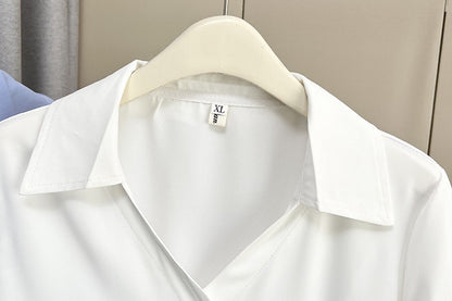 Plus Size Women's Summer New Style Lace Sleeve V-Neck Short Sleeve Shirt Fresh And Elegant Fashionable Blouse Polyester Fabric