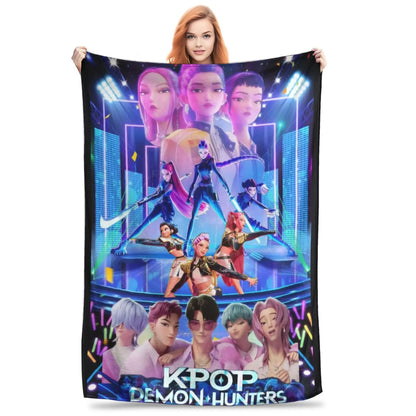 k-pop D-Demon Hunters Huntrix Saja Boys Blanket  Super Warm Comfortable Plush Throw Blanket Child Home Decor Flannel  Bed Cover