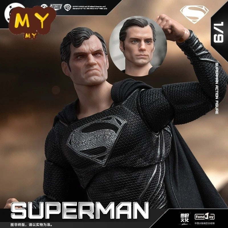 Original Fondjoy Black Superman 2.0 Figure Dc Zack Snyder'S Justice League Figures 1/9 Super Man Pvc Model Doll Joint Movable