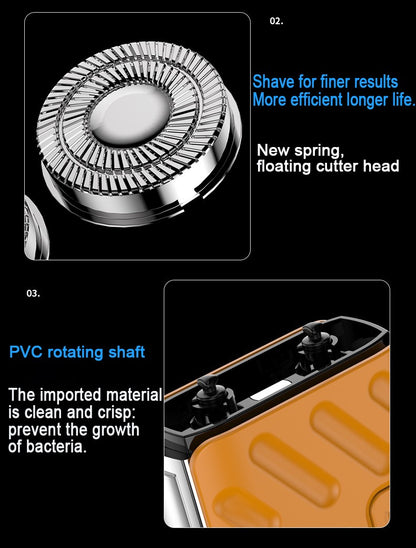 Mini Shaver On-The-Go, Portable Electric Shaver for Men, Dry Shave, USB-C?IPX7 Waterproof Easy Cleaning, Battery Indicator
