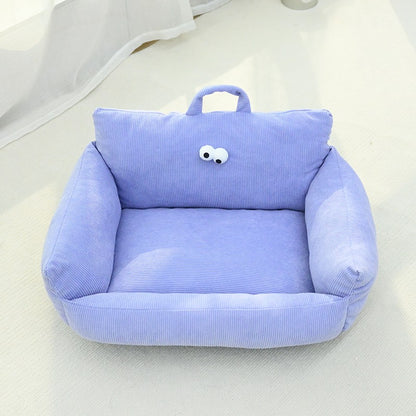 Sofá para Cães e Gatos Cartoon Sle Pet Bed Couch, Série Olhos Grandes, Travesseiro de Uso Diário Outono Inverno, Design de Sofá, Ninho para Pets, Nova Chegada