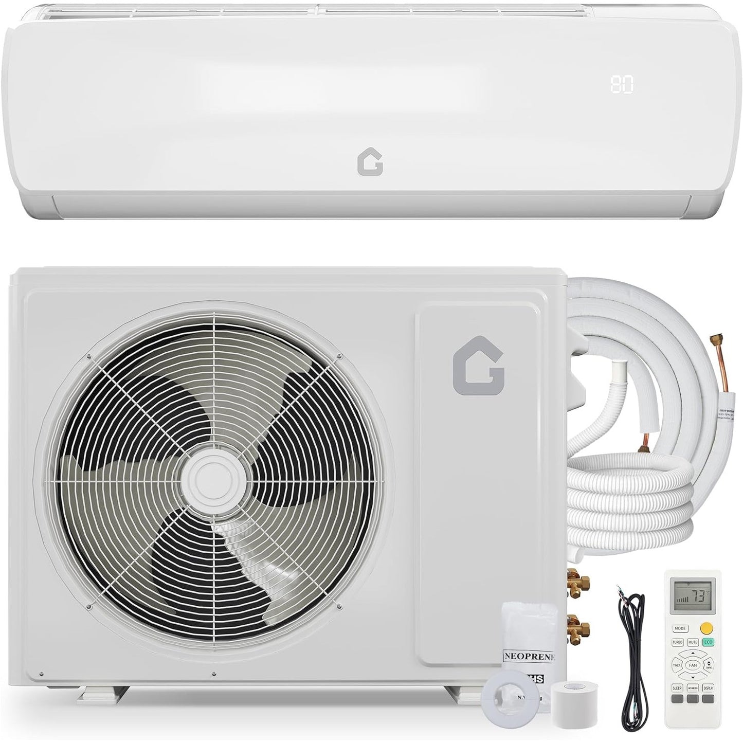 Sistema de ar condicionado e bomba de calor Mini Split sem duto 18000 BTU 19 SEER, 3 em 1 (Resfriamento, Aquecimento), Unidade AC Inverter 230V