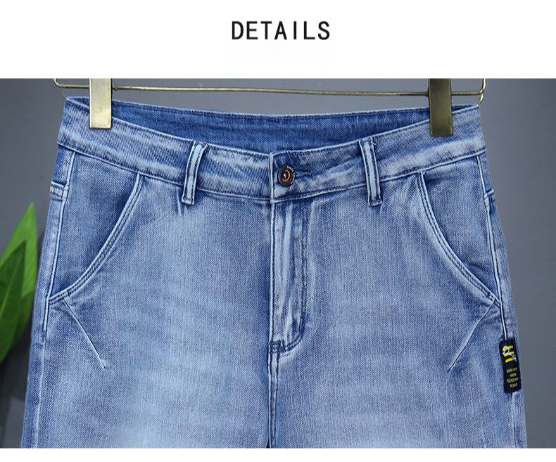 Men's Straight Casual Denim Shorts Simple Solid Color Slim Jeans Comfortable Breathable Bermuda Short Pants Summer