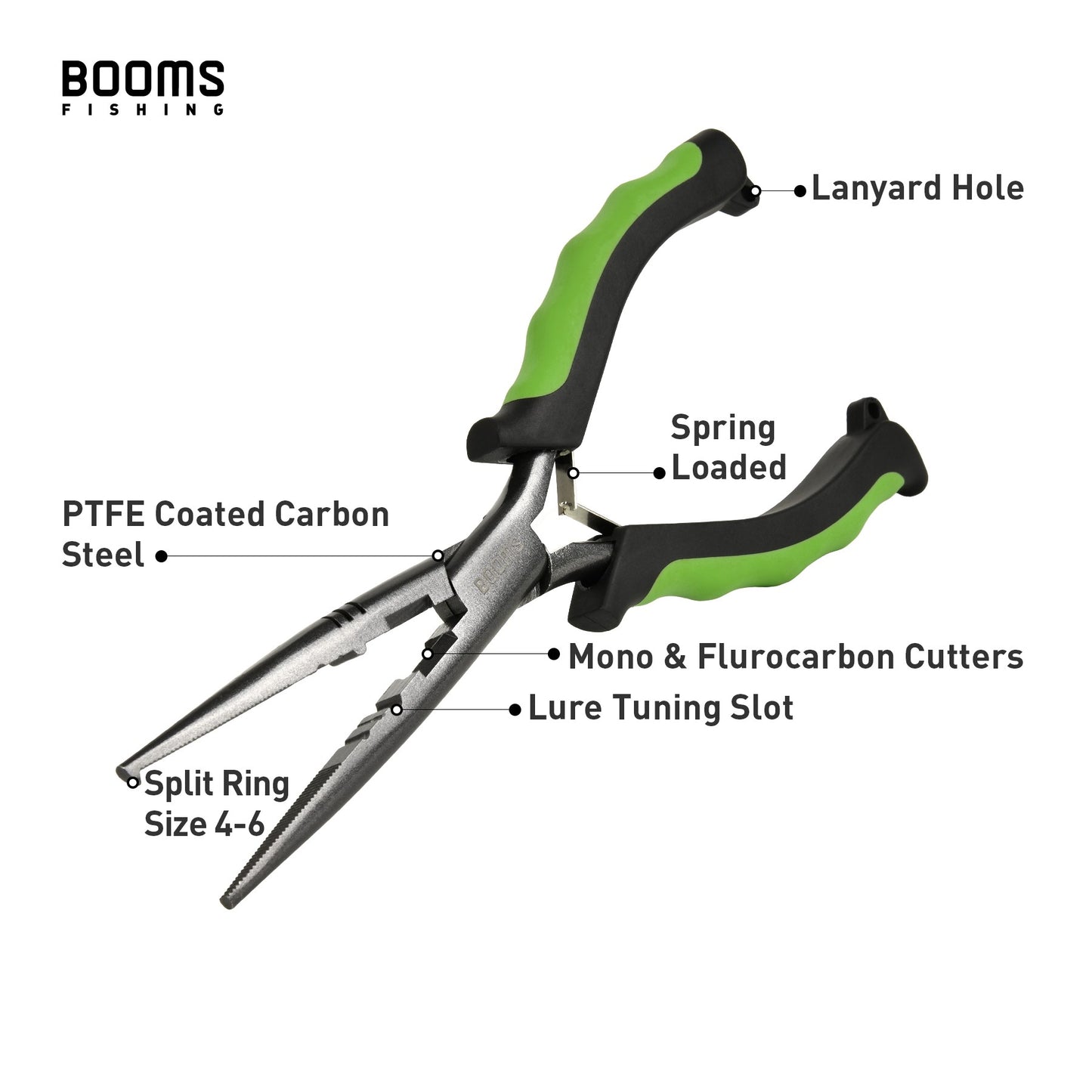 Alicate de Pesca Multifuncional Booms Fishing F03 23,5cm Bico Reto Longo Aço Inoxidável Cortador de Linha Tesoura Ferramenta
